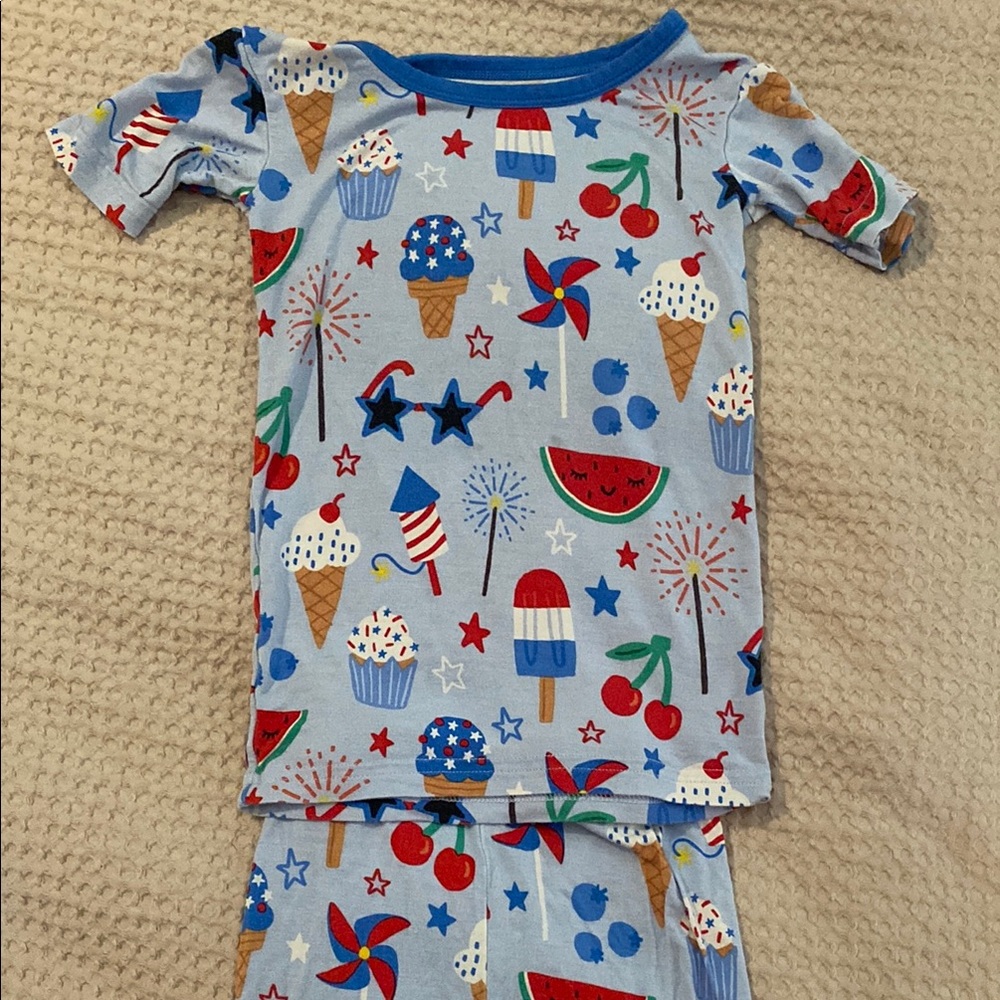 Kids Blue Ice Cream and Fireworks Pajama Set